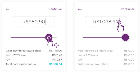 Choosing the payment slip amount