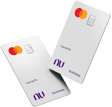 Two Nubank business cards floating